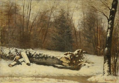 RENOUARD ( XIX) Paysage de neige Sur sa toile d'origine Signé et daté 1885 en bas...
