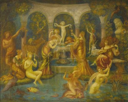 Armand POINT ( Alger 1860 - Naples 1932 ) La Fontaine de Jouvence 1901 Pastel sur...