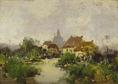 Eugène GALIEN-LALOUE (1854-1941) sous le pseudonyme L. Dupuy Paysage à la rivière...