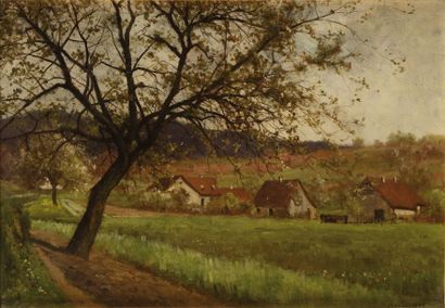 Émile BOUZIN (1870-?) Paysage Sur sa toile d'origine Signé et daté 1899 en bas à...