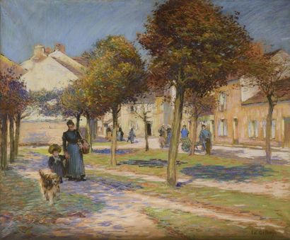 Edouard GELHAY (1856-1939) Moret-sur-Loing Pastel Signé en bas à droite 53 x 64 cm...
