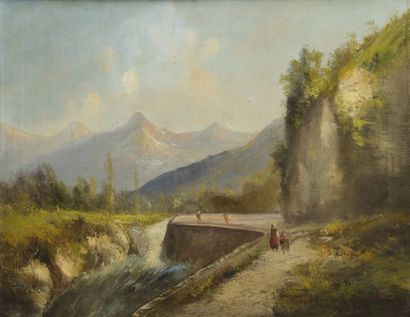 Emile GODCHAUX (1860-1938) Paysage Sur sa toile d'origine Signé en bas à droite 73...