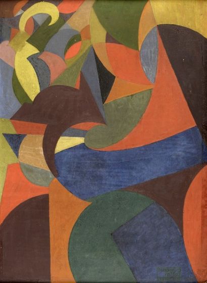 Pierre-Louis FLOUQUET (1900-1967) Composition colorée, 1920 Peinture sur carton fort,...