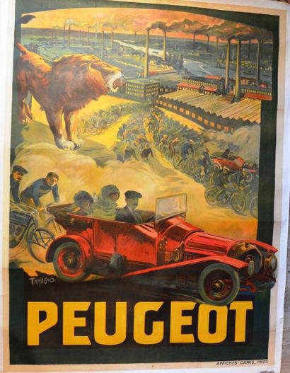 Francisco Nicolas TAMAGNO (1851-1933) «Peugeot» Affiche signée en bas à gauche. Imprimerie...