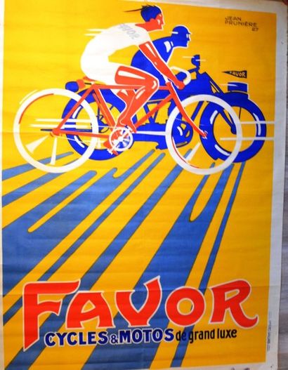 Jen PRUNIERE (1901-1944) «Favor, cycles & motos de grand luxe» Affiche promotionelle...