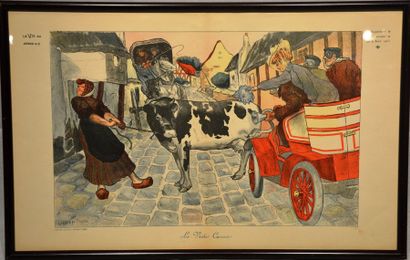 Lucien FAURE (Louis Lucien FAURE DUJARRIC, Né en 1872) «La vache curieuse» Estampe...