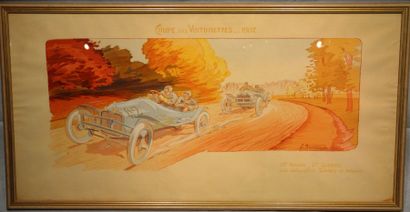 ERNEST MONTAUT (1879- 1909) «Coupe des voiturettes 1907» «Coupe des voiturettes 1907,...