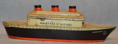 null «Paquebot Normandie, boîte à gateaux» Présentoir pour les galettes Saint Michel...