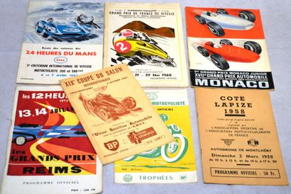 null "Lot de 7 programmes de courses" - Grand Prix et 12 Heures de Reims 1957, couverture...