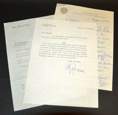 null "Autographes de Juan Manuel Fangio, Gigi Villoresi et Maria Teresa de Filippis"...