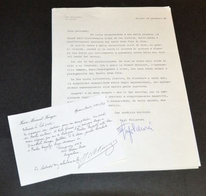 null "Autographes de Juan Manuel Fangio, Gigi Villoresi et Maria Teresa de Filippis"...