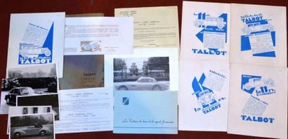 null "Talbot à Suresnes" Avant Guerre: Cinq impressions sur carton, 11cv 6 Cylindres,...