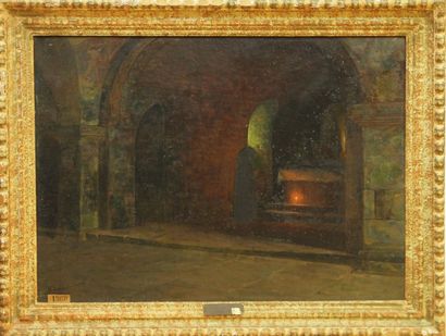 Henri Pierre JAMET (1858-1921) Crypte de l'Eglise de Giargilesse
Huile sur toile...