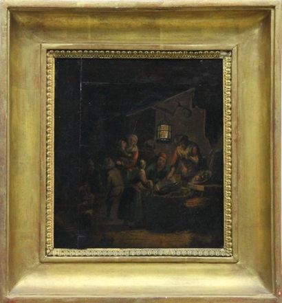 Dans le goût de Egbert Van der POEL (1621-1664) Paysans dans un intérieur
Panneau...