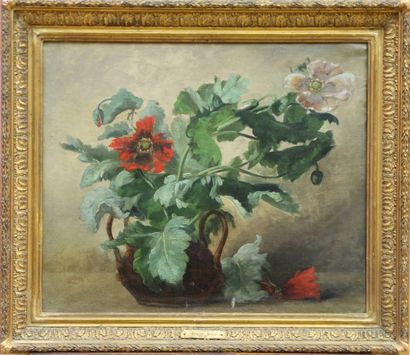 Eugène Petit (1839-1886) Bouquet de pavots rouge et blanc
Huile sur toile
Porte le...