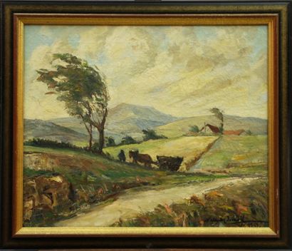 Alexandre IVANOFF (1896-1958) Paysage à l'attelage
Huile sur toile signée en bas...