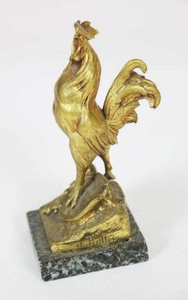 Charles PAILLET (1871-1937) Le coq triomphant.
Bronze à patine doré.
Signé sur le...