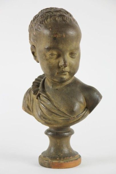 Germain PILON (1537-1590) (D'après) Jeune garçon Buste en terre cuite sur piedouche
Haut:...