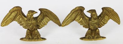 null PAIRE D'AIGLES PORTE-DRAPEAUX en bronze doré et ciselé. Style Empire 14,5 x...