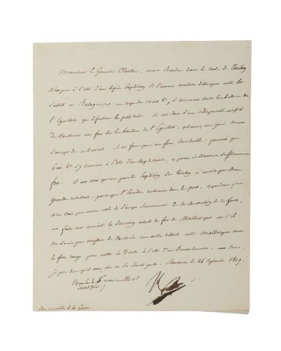 NAPOLÉONIer Lettre signée «Np» au ministre de la Guerre le général Henry Clarke....