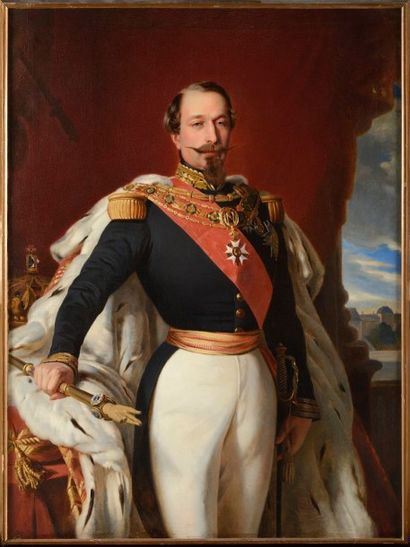 WINTERHALTER, d’après. Ecole française Napoléon III de ¾ en grande tenue portant...