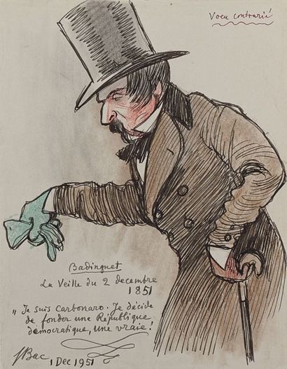 Ferdinand BAC (Stuttgart 1859 – Compiègne 1952) Ensemble de quatre dessins satiriques:...