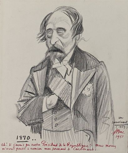 Ferdinand BAC (Stuttgart 1859 – Compiègne 1952) Ensemble de quatre dessins satiriques:...