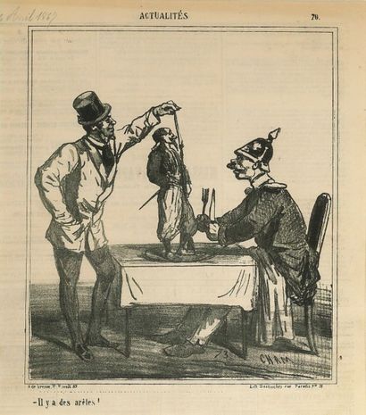 null CARICATURES DE PRESSE Ensemble de treize gravures et lithographies, caricatures...