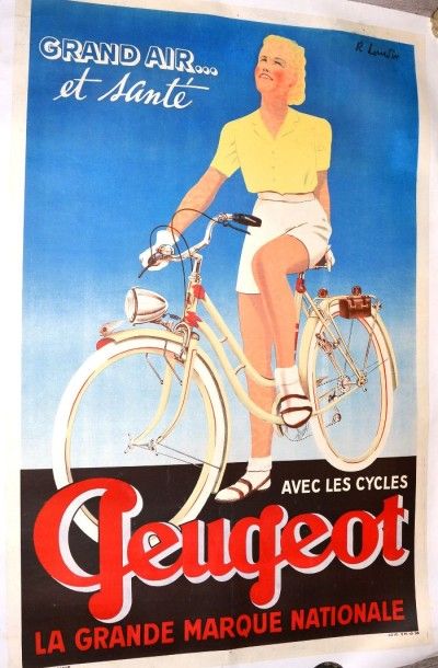 R.LOURDIN (XXème) “Grand Air et Santé avec les cycles Peugeot”
Affiche signée en...