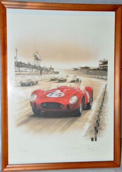 François BRUERE “Ferrari 250 TR- Le Mans 1958”
Estampe signée en bas à droite, contresignée...