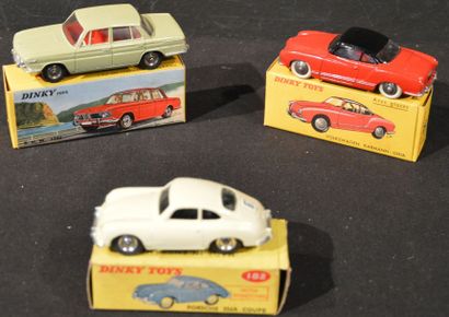 DINKY TOYS Porsche 356 A (182), BMW 1500 (534), Volkswagen Karmann Ghia (24M)