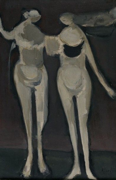 Alfred ABERDAM (1894-1963) Figures blanches, 1954
Huile sur toile,
Signée en bas...