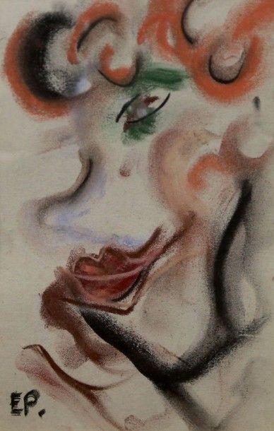 Ernest ENGEL-PAK (1885-1965) Portrait abstrait
Pastel sur papier
Signé EP en bas...