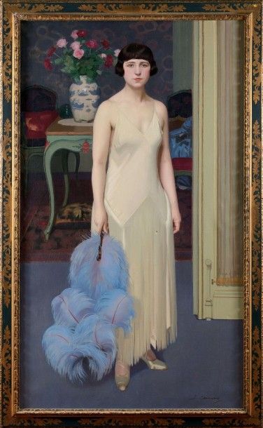 JACQUES CANCARET (XIXe-XXe) Portrait de femme en pied
Huile sur toile
Signée en bas...