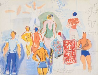 Raoul DUFY (1877-1953) Costumes pour le ballet “Palm Beach”, 1933 aquarelle gouachée...
