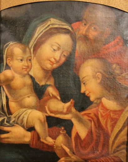 École ITALIENNE vers 1650 L'Adoration des Mages Huile sur toile 57 x 47 cm