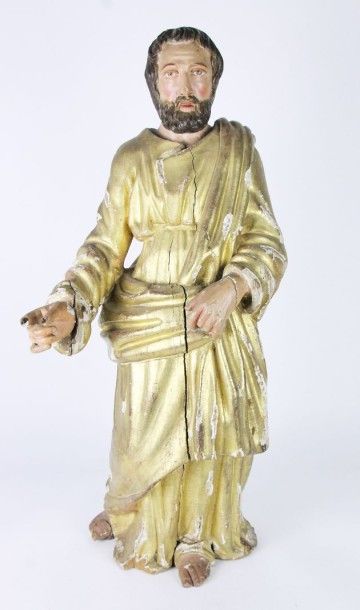 null STATUETTE en bois doré et polychrome représentant Saint Joseph. XIXème siécle
Haut:...