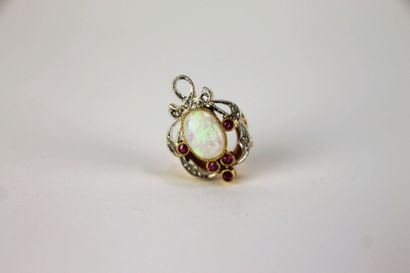 null ELEMENT clip transformable en pendentif retenant en son centre une opale dans...
