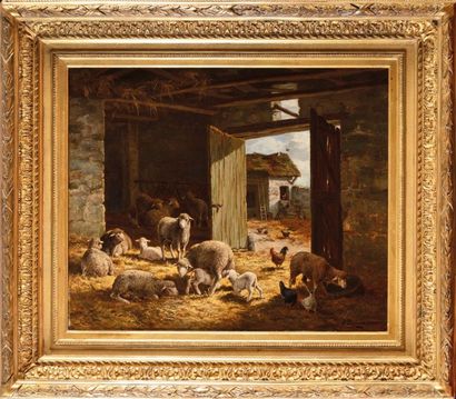 Charles Ferdinand CERAMANO (1829-1909) Bergerie
Sur sa toile d’origine
Signée en...