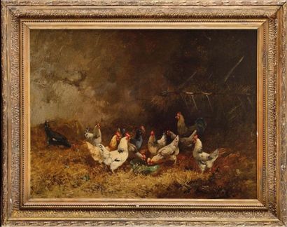 Charles Laurent MARECHAL (1801-1887) Le poulailler
Sur sa toile d’origine
Signée...