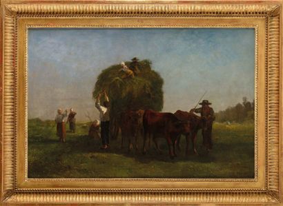 Constant TROYON (1810-1865) Les fourrages
Huile sur toile
Signée en bas à droite
55,5...