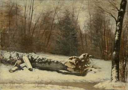 RENOUARD (XIXème) Paysage de neige
Sur sa toile d’origine
Signée et datée 1885 en...