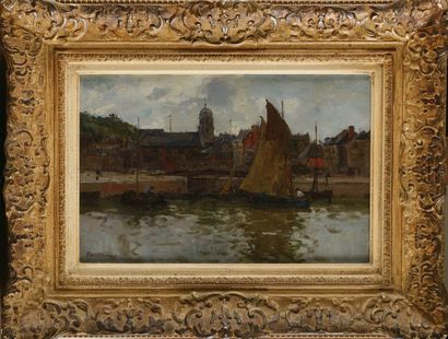 Terrick WILLIAMS (1860-1936) Le port d’Honfleur
Huile sur toile
Signée en bas à gauche,...