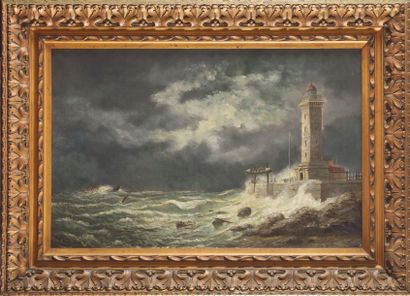 Marie-Edouard ADAM (1868-1938) Tempêtes au Havre
Deux huiles sur leurs toiles d’origine
Signées,...