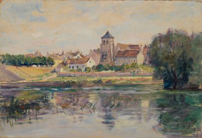 Pierre CHAPUIS (1863-1942) Trilport et la Marne, Seine et Marne
Huile sur carton
Signée...