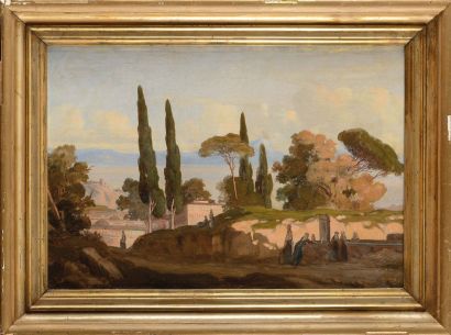 Ecole Italienne du XIXème siècle Etude des environs de Rome
Sur sa toile d’origine...