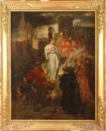 Eugène DEVERIA (Paris 1805 - Pau 1865) Etude pour la mort de Jeanne d’Arc
Huile sur...