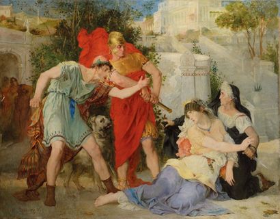 Noël SAUNIER (1847-1890) Narcisse et Messaline dans les jardins de Lucullus
Huile...
