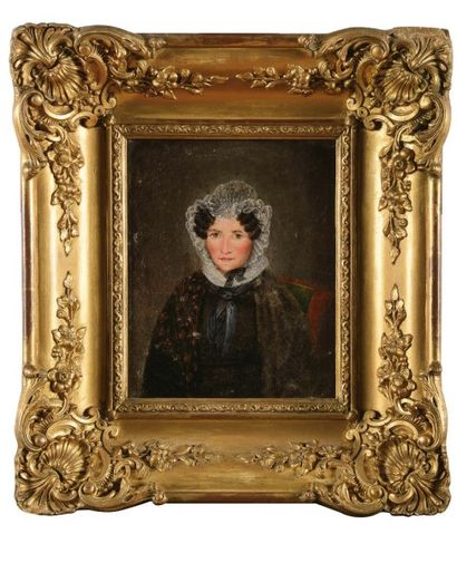 Ecole du XIXème siècle Portraits
Deux huiles sur toiles
Non signées
27 x 21 cm (l’homme),...
