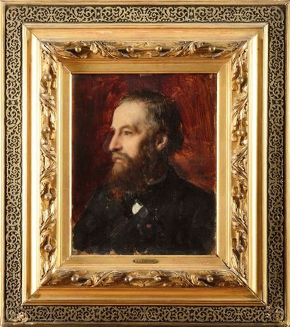 Jean Jacques HENNER (1829-1905) Portrait de Charles GAVARD (1881)
Huile sur panneau
Signée,...